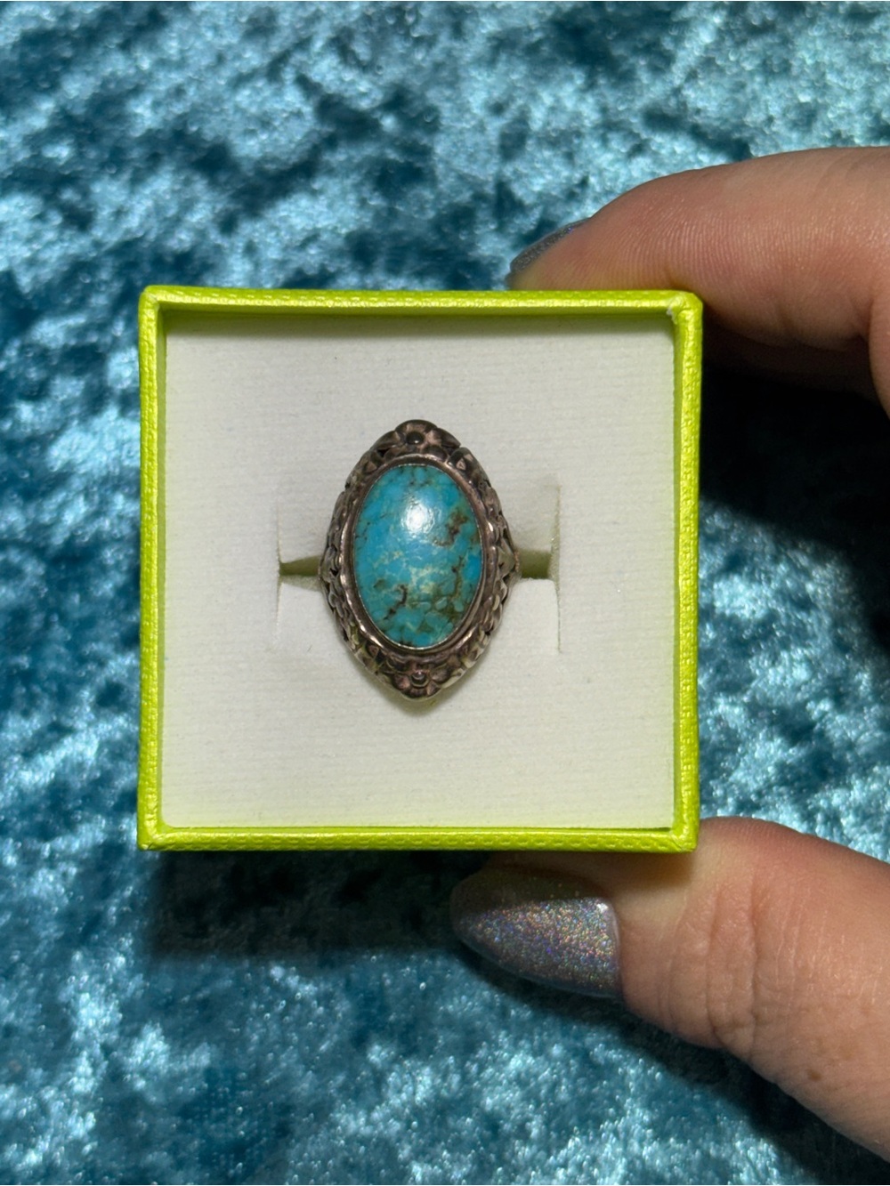 Pacific Jewelry Co. Jane Popovich Sterling Silver Turquoise Oval Statement Ring